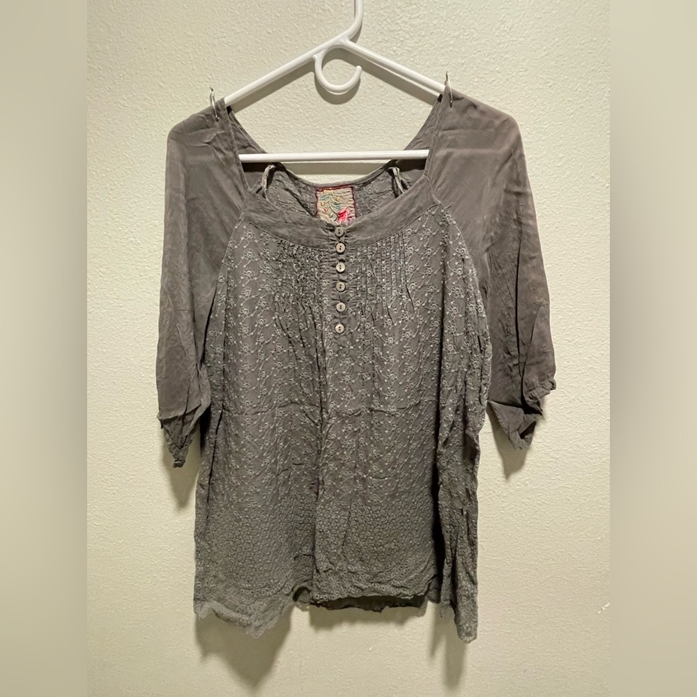 Johnny Was Charcoal Blouse